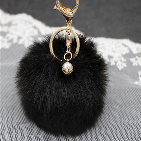 Black Pom keychain handbag Adornment - Picture 1 of 1